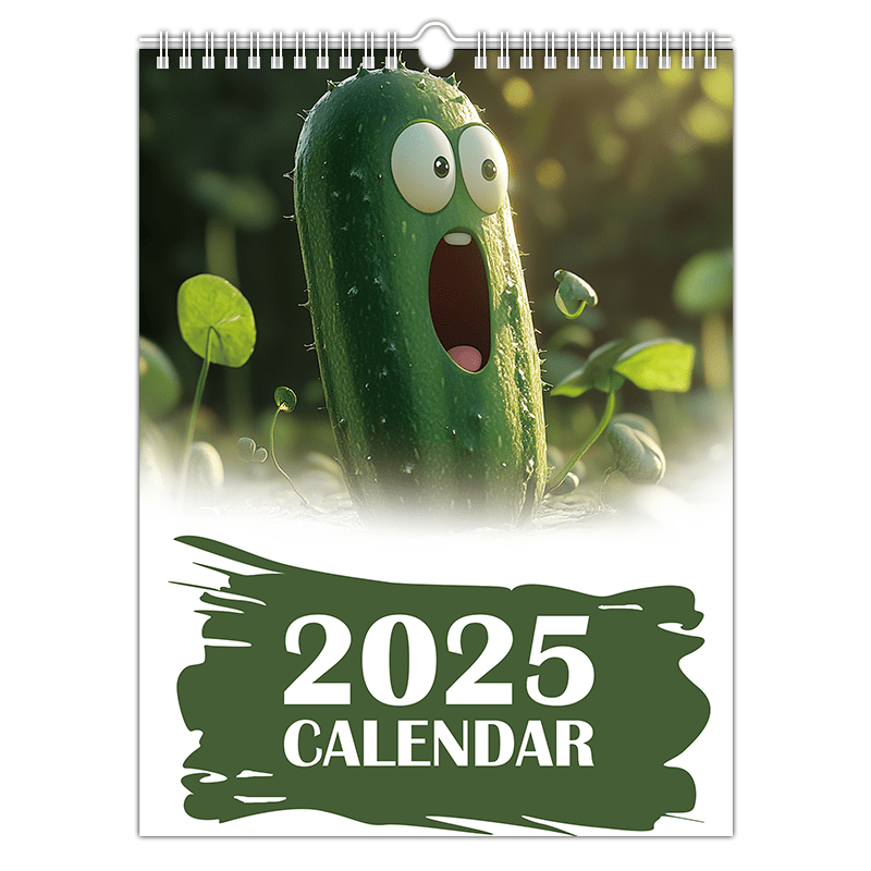 

2025 Quirky Pickle-themed Wall Calendar - 12-month, & Yellow, & Personal Planning Decor, High-quality Paper, Pickle Ball Theme Gifts