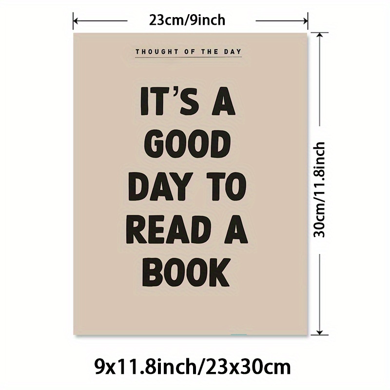 E-shop 1 Stück Ungerahmtes Mental Wellness Poster - Vintage Art Deco Motivationszitat Leinwanddruck, "Es ist ein guter Tag, um ein Buch zu lesen"