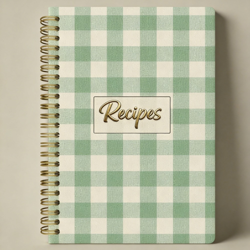 TEMU Carnet de Recettes A5 à Spirale en Vichy Vert | Cahier de Cuisine avec Tables de Conversion, Guide des Températures & Modèles pour , & Cadeau,