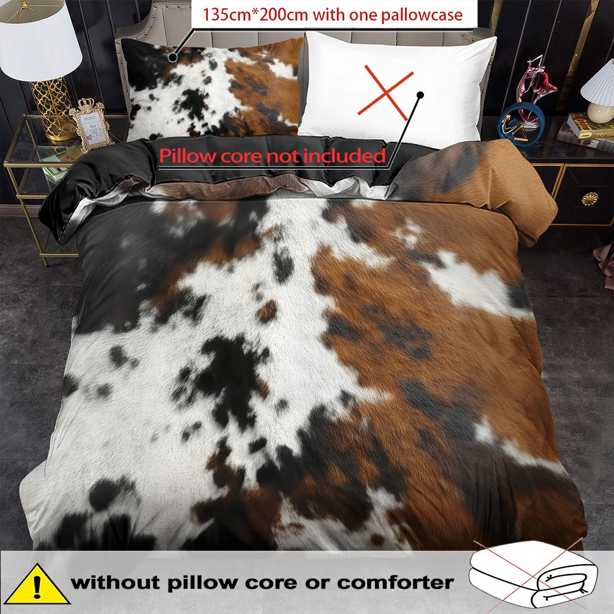 TEMU 2/3pcs Of Brown Duvet Cover Set, Graffiti Dot Printed Duvet Cover Set, King And Bedding, 2d Flat Printed, Duvet Decoration, Bedroom , Birthday
