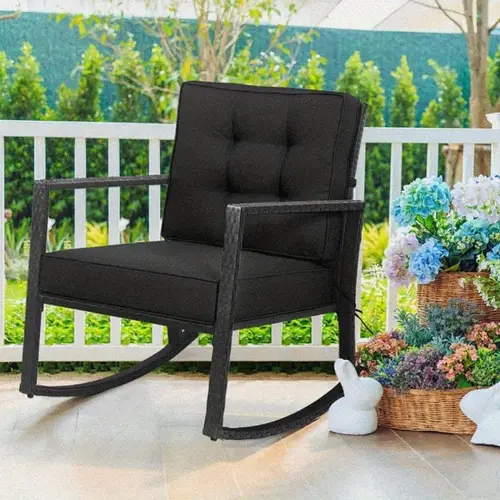 patio rattan rocker outdoor glider rocking chair cushion lawn