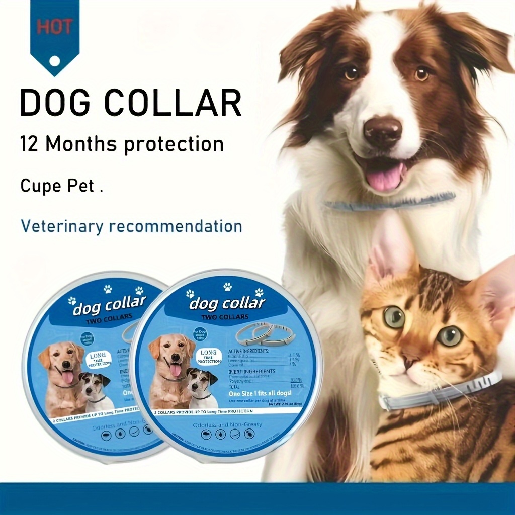 TEMU 2pcs Of Dog Collars For Prevention And Treatment, Built-in Plant Formula, To Canine Hazards, Canine Veterinarians, Dogs Can In , Protect For Up