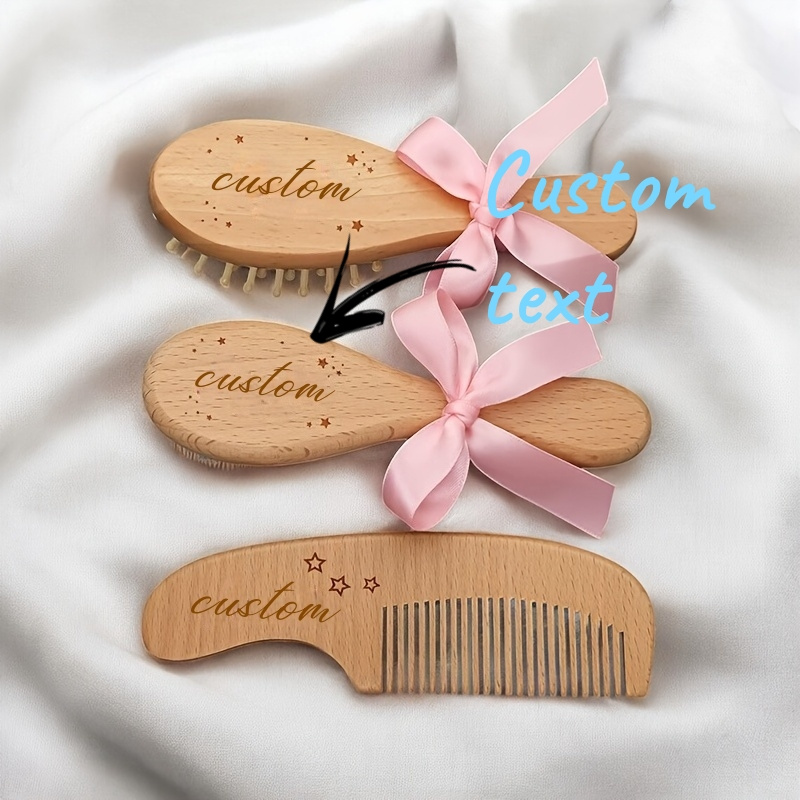 Personalized Air Cushion Comb Set, Custom Text Size Hairbrush, Unique Washing Supplies For Mother's Day Gift, Pattern Gift