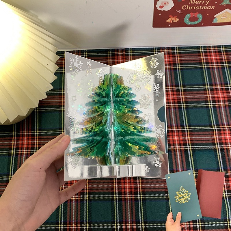 TEMU Set Of 2 3d -up Cards Featuring A Christmas Tree, Ideal For Holiday And New Year Presents, With A Curved , Aesthetics, Festive Decorations, With