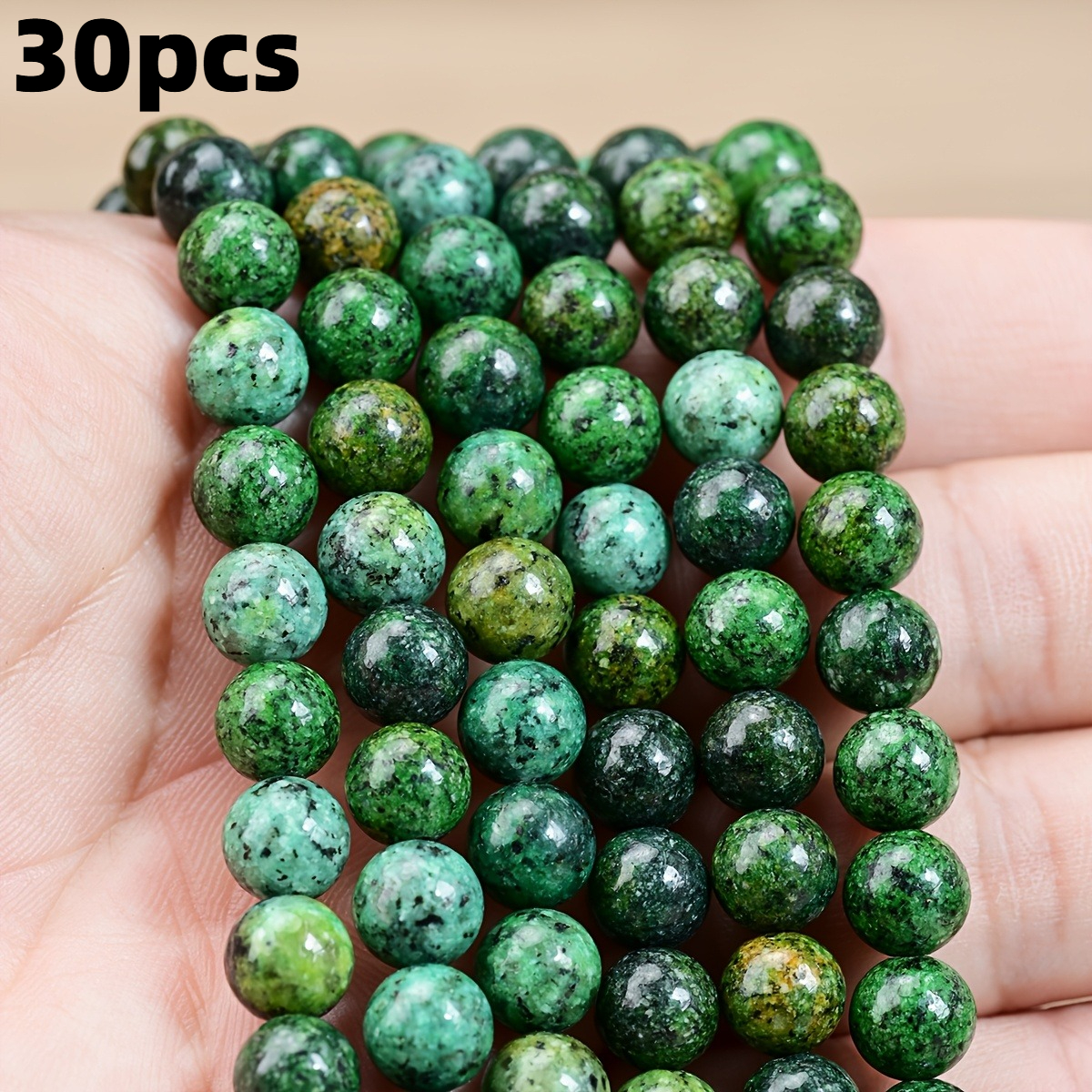 TEMU 8mm 30pcs Natural African Turquoise Beads, Suitable For Jewelry Making, Necklaces Bracelets Earrings, Handmade Jewelry Additions And Mother's