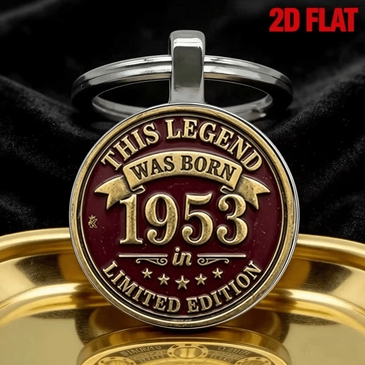 TEMU Porte-clés plat 2D, 1 pièce, " Née en 1953" Exclusif, Convient pour à dos, décoration de porte-monnaie, accessoire de quotidienne, pendentif de