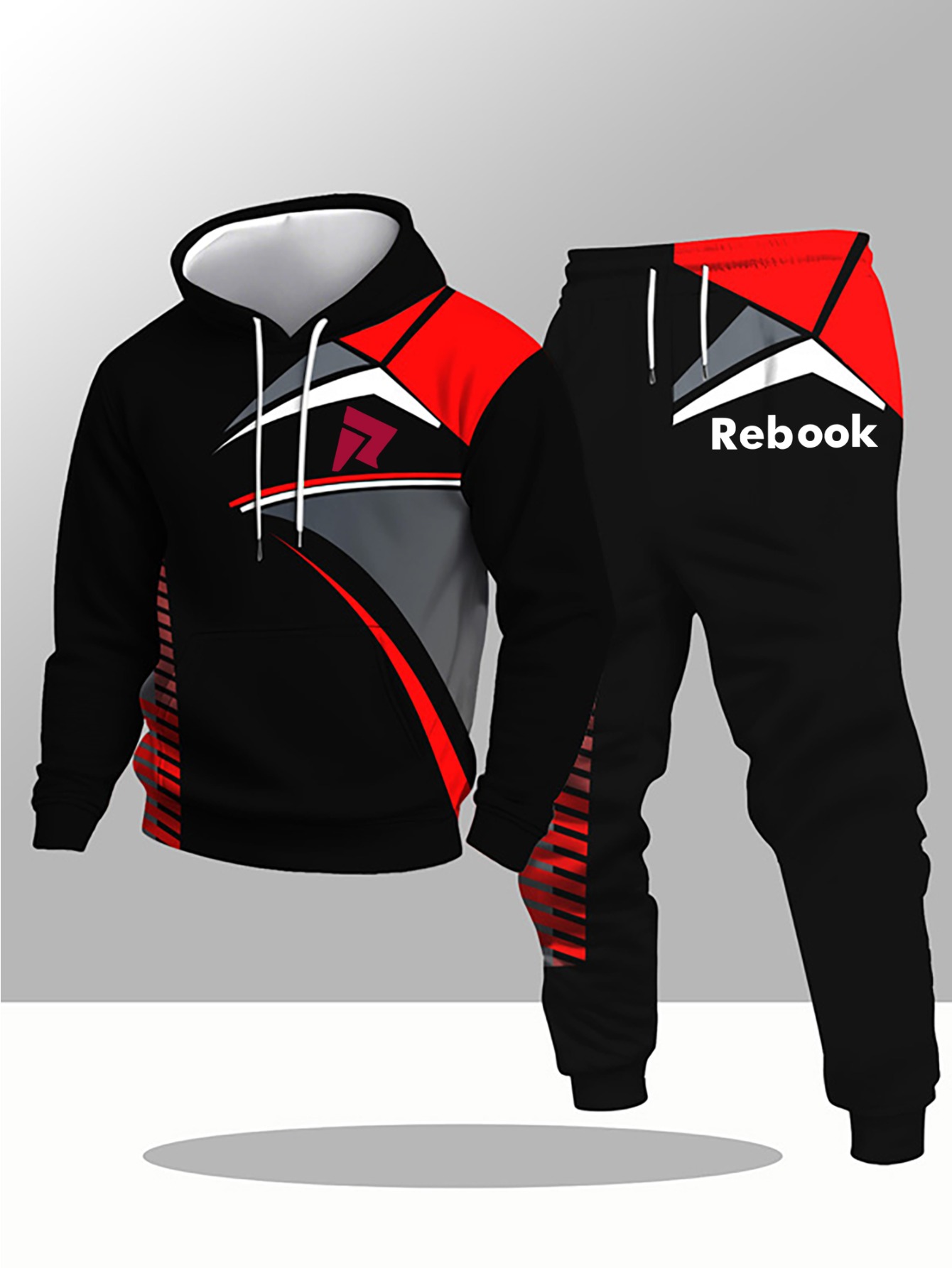 Men's Fashion Casual Hooded Sweatshirt Set, Trendy Brand Letter Print Personality Autumn Style Men's Leisure Wear