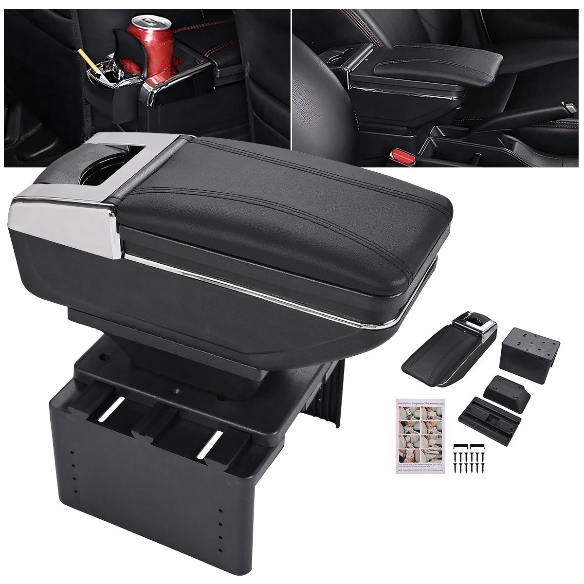 Image of Car Universal Center Armrest - Console Armrest Arm Pad With Storage Compartment For Vehicle