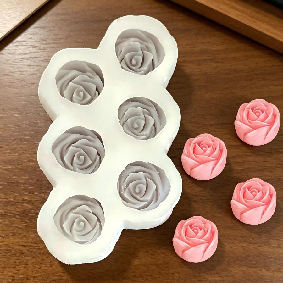 TEMU Stampo a 6 per 3D - Stampo in silicone per candele fai da te, produzione di , lavori con l'argilla, ornamenti in cemento | Multiuso per gesso,