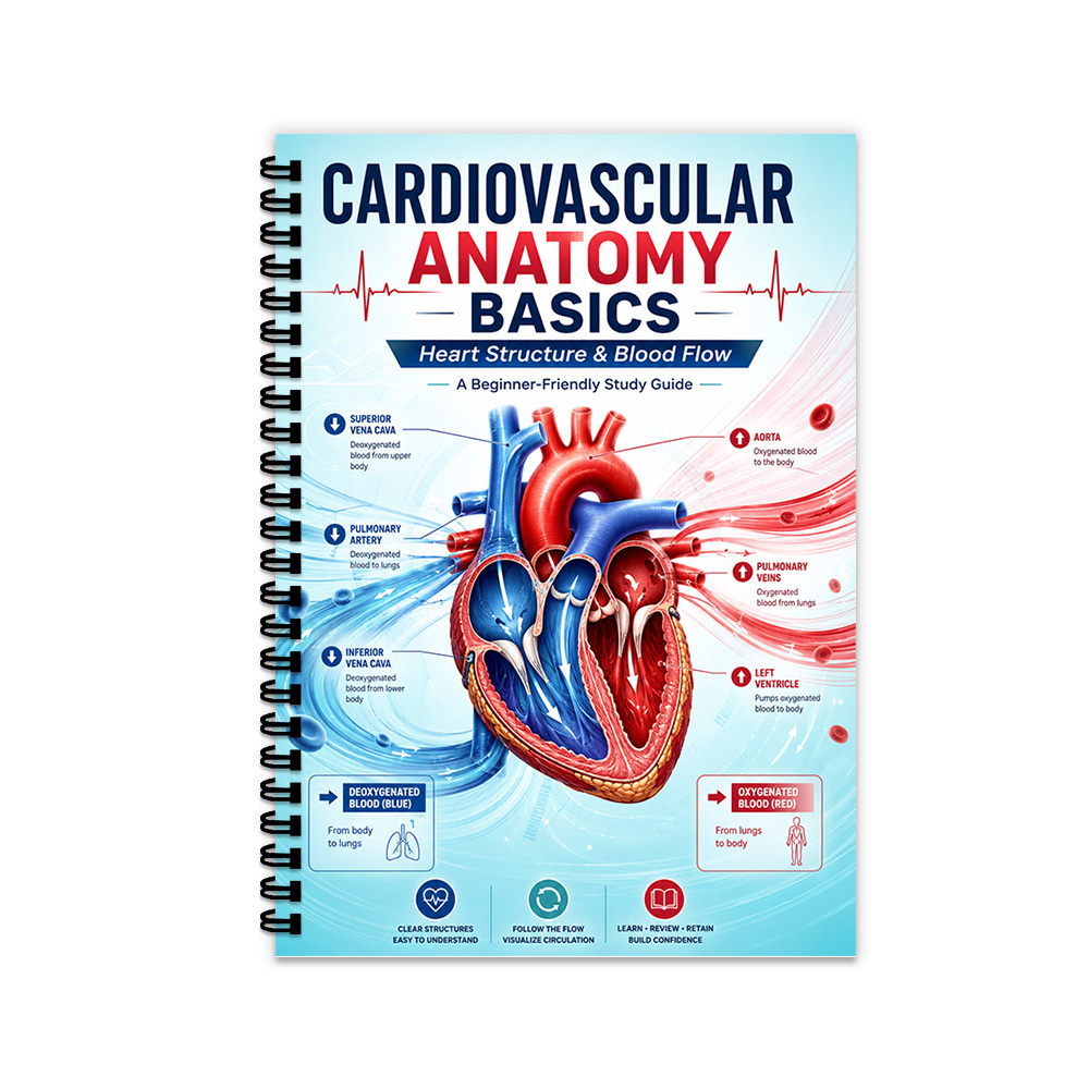 TEMU Cahier de 1 pièce, Guide de base de l' cardiovasculaire de Pâques, Référence sur la structure du cœur humain et la circulation , Convient pour