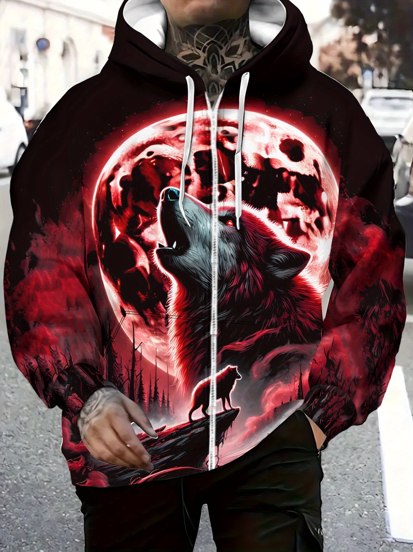 flexwitme hoodie 赤黒 Logo Black Zip Hoodie Red