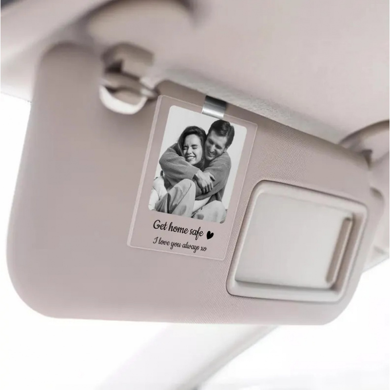 TEMU A Customized Photo And Text Acrylic Car Sunshade Clip, Personalized For Couples, Families, And Car Decoration, A Gift For Dad/mom/ /family