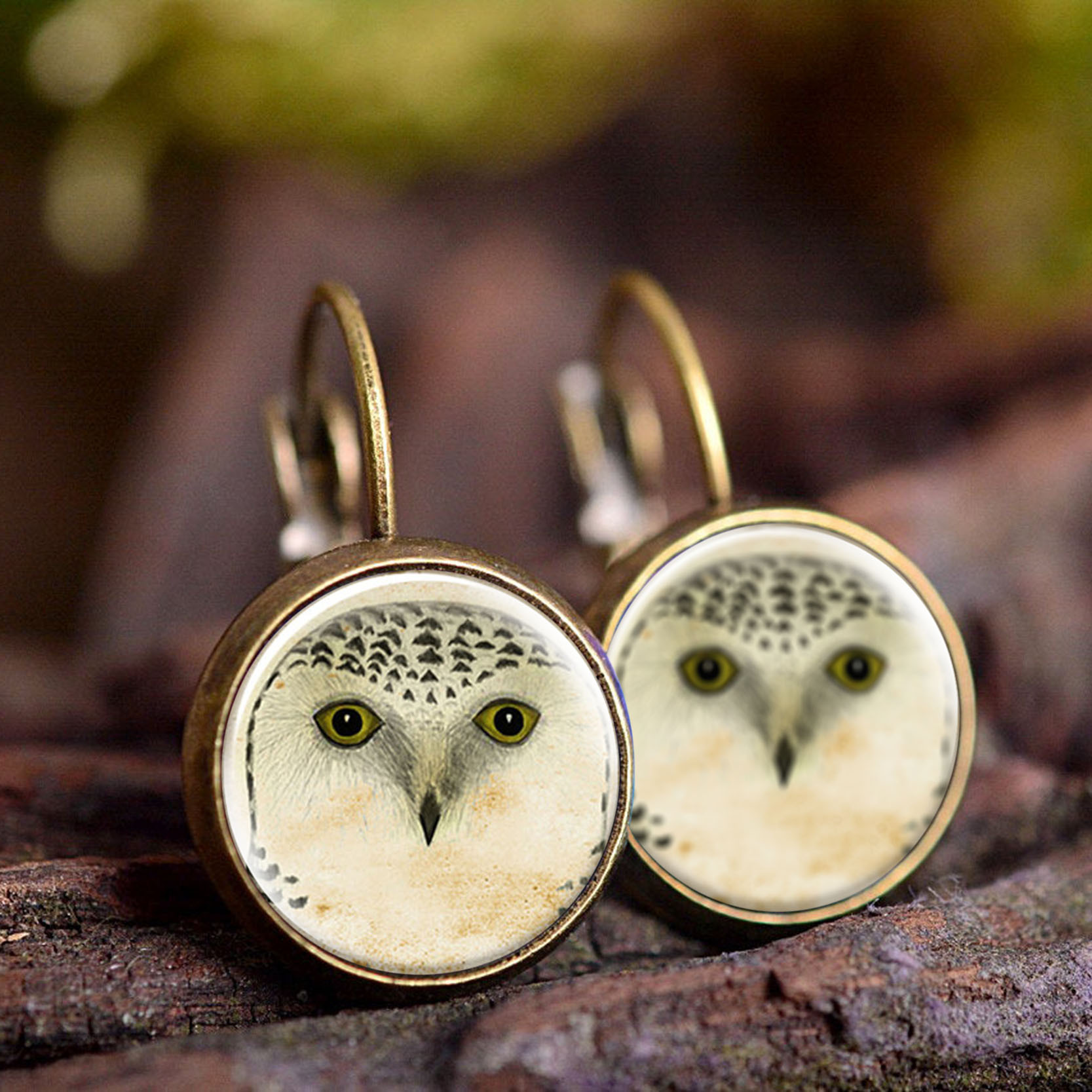 Creative Glass Animal Pattern Earrings, Retro Cartoon