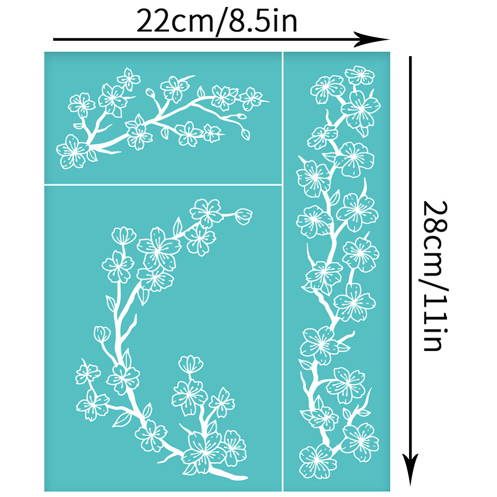Set of 2 Self-Adhesive Screen Printing Stencils with Turquoise Design