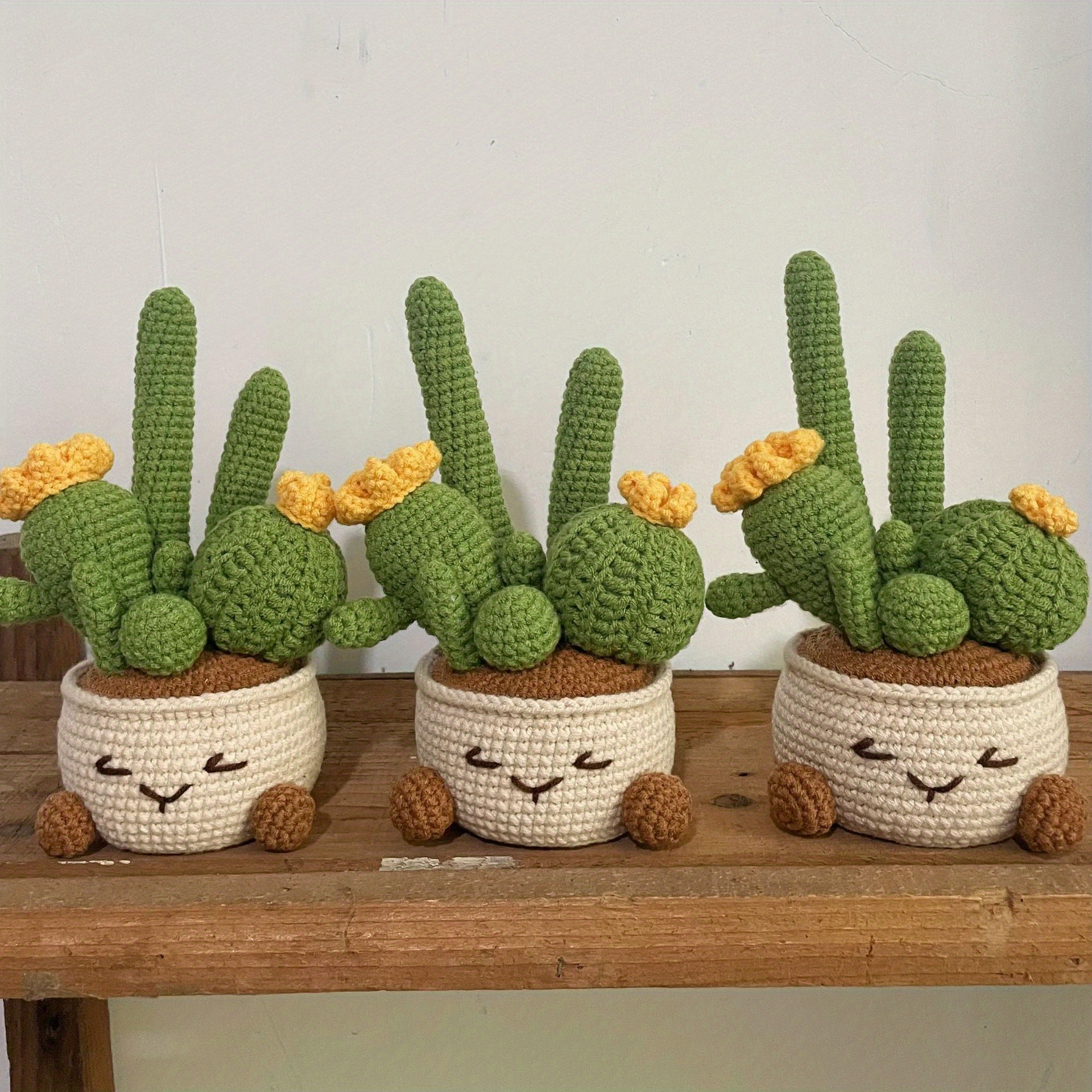 handmade crochet cactus potted plant green - Temu Mexico