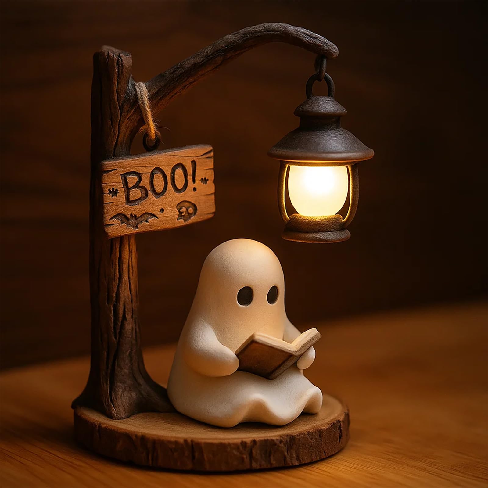 TEMU Cute Reading Lantern - Boo, Reading Book Lamp, Halloween Cute 3d Led Night Light, Ideal For Desks, Mantels (1pc)