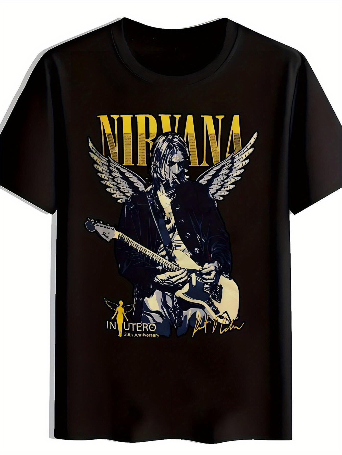 rock band graphic t shirt mens black short sleeve crew neck Temu - Main Image