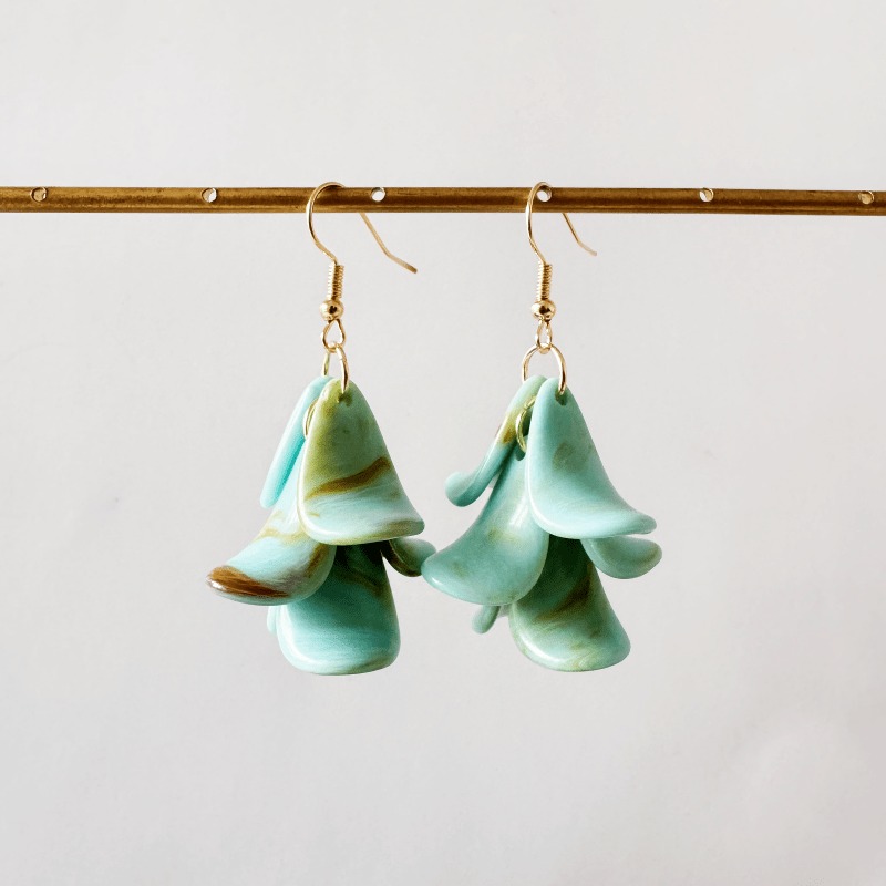 Vintage Style Acrylic Handmade Petal Pendant Earrings