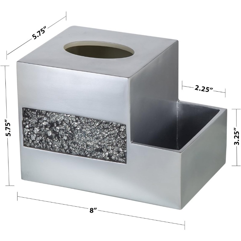 crackled glass silvery tissue box cover square and nightstand organizer for men women multifunction mosaic glass tissue box holder with makeup phone remote control holder organizer for table, home decor accessory, tabletop organizer, crackled design, stylish organizer, handcrafted holder, premium material, multifunctional organizer, functional decor, modern  , stylish  , tissue box holder, facial tissue holder, facial tissue box holder, facial tissue box cover Product details 2