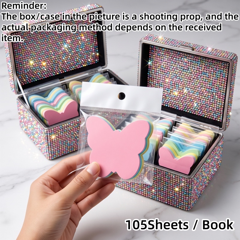 TEMU 105pcs Notes Autocollantes Papillons Couleurs pour l'École, - Papier de Bois Épaissi aux Couleurs Macaron, Bords Découpés Irrégulièrement &