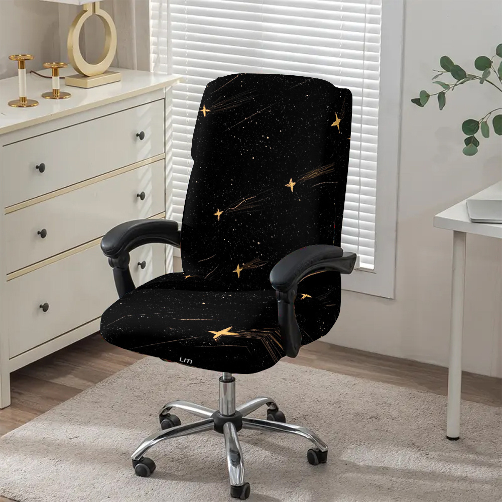 TEMU 1pc Fabric Star & Shooting Star Chair Cover - Elastic Detachable Zipper Cover Suitable For Office, Gaming Chair, , Machine Washable Cover