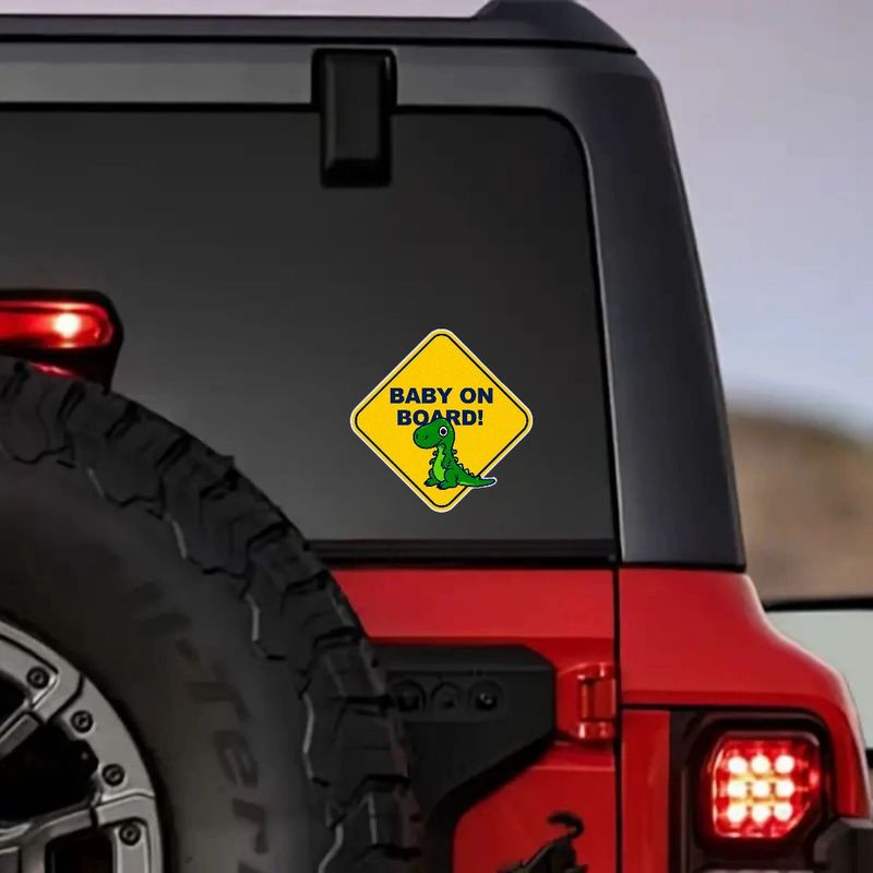 Yellow Diamond-Shaped Car Warning Sticker, Baby on Board