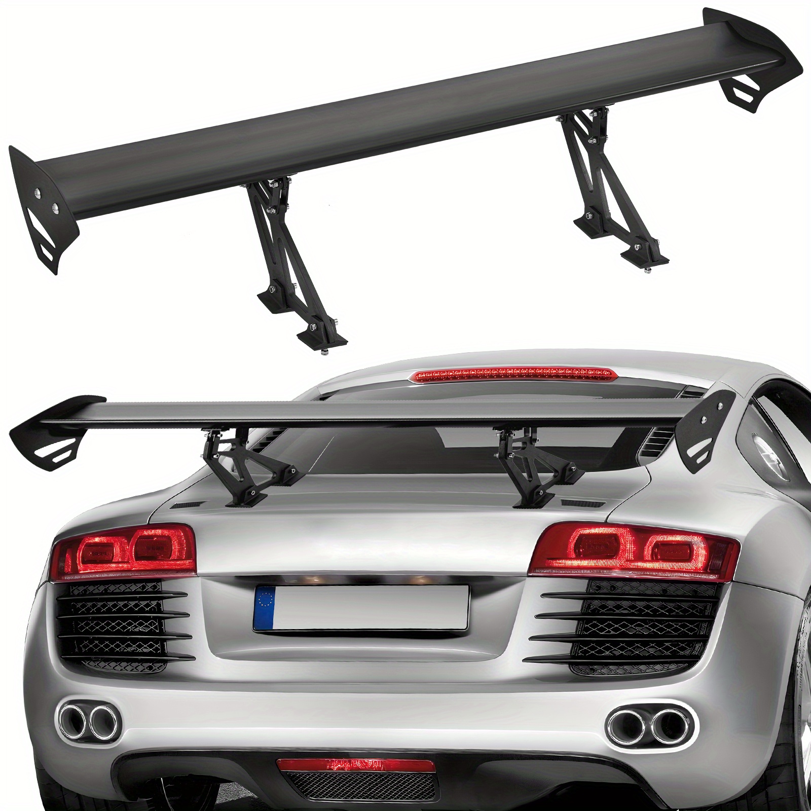 

Vevor Gt Wing Car - 43.3" Fit, Sleek Black Aluminum, Adjustable With Side Wings & Mounting Holes For , Universal Car |sleek Black |