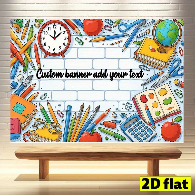 TEMU 2d Flat, 2d Flat - 2d Flat, 2d Flat - Custom 2d Flat Party Banner, Personalized Party Backdrop Featuring Vibrant Learning Elements, Back To