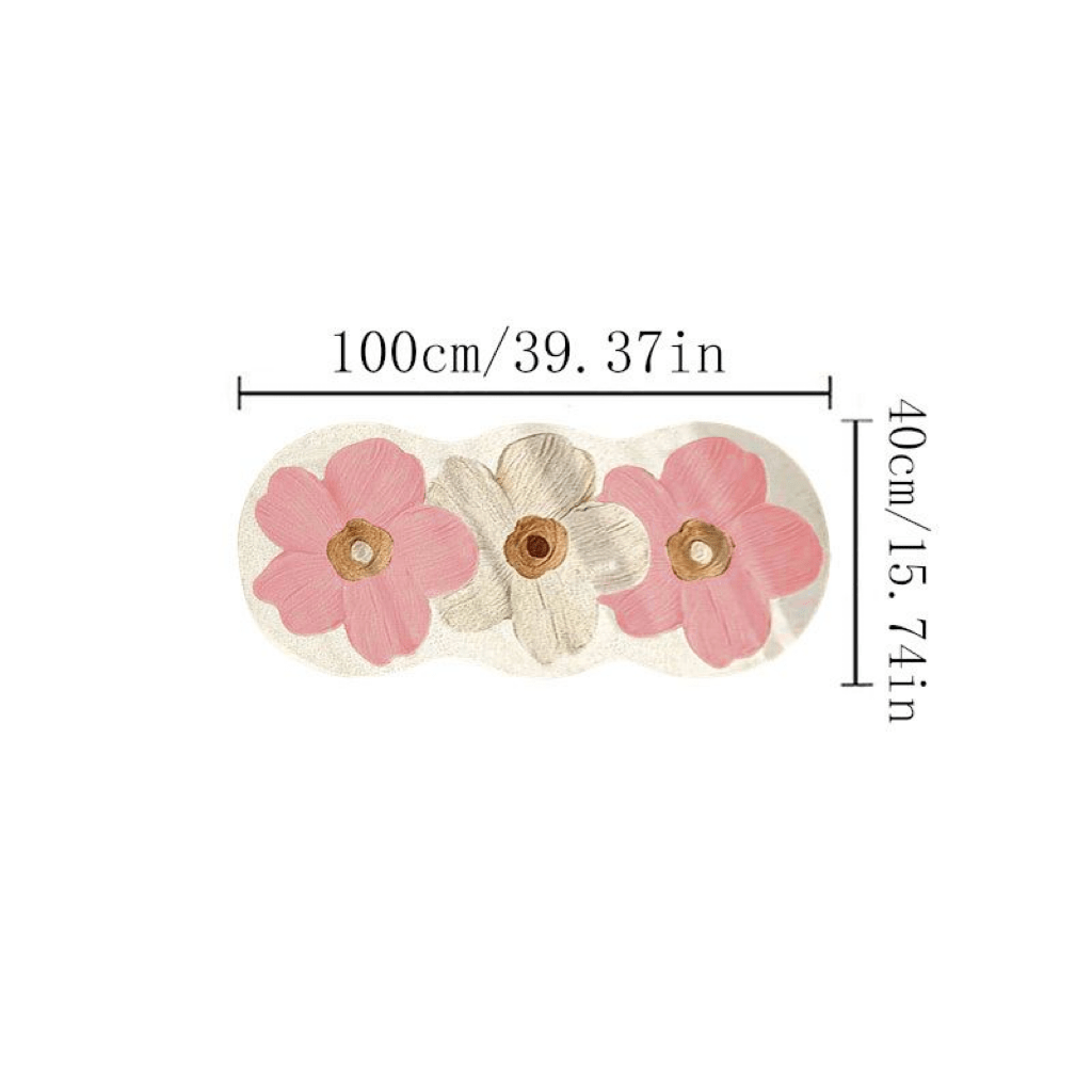 Faux Cashmere And 1000g And 10mm Oil Painting Style Bedroom Decor Bedside Plush Carpet French Fresh Small Floral Carpet Ins Fluffy Room Bay Window Carpet Irregular Shape Washable Carpet