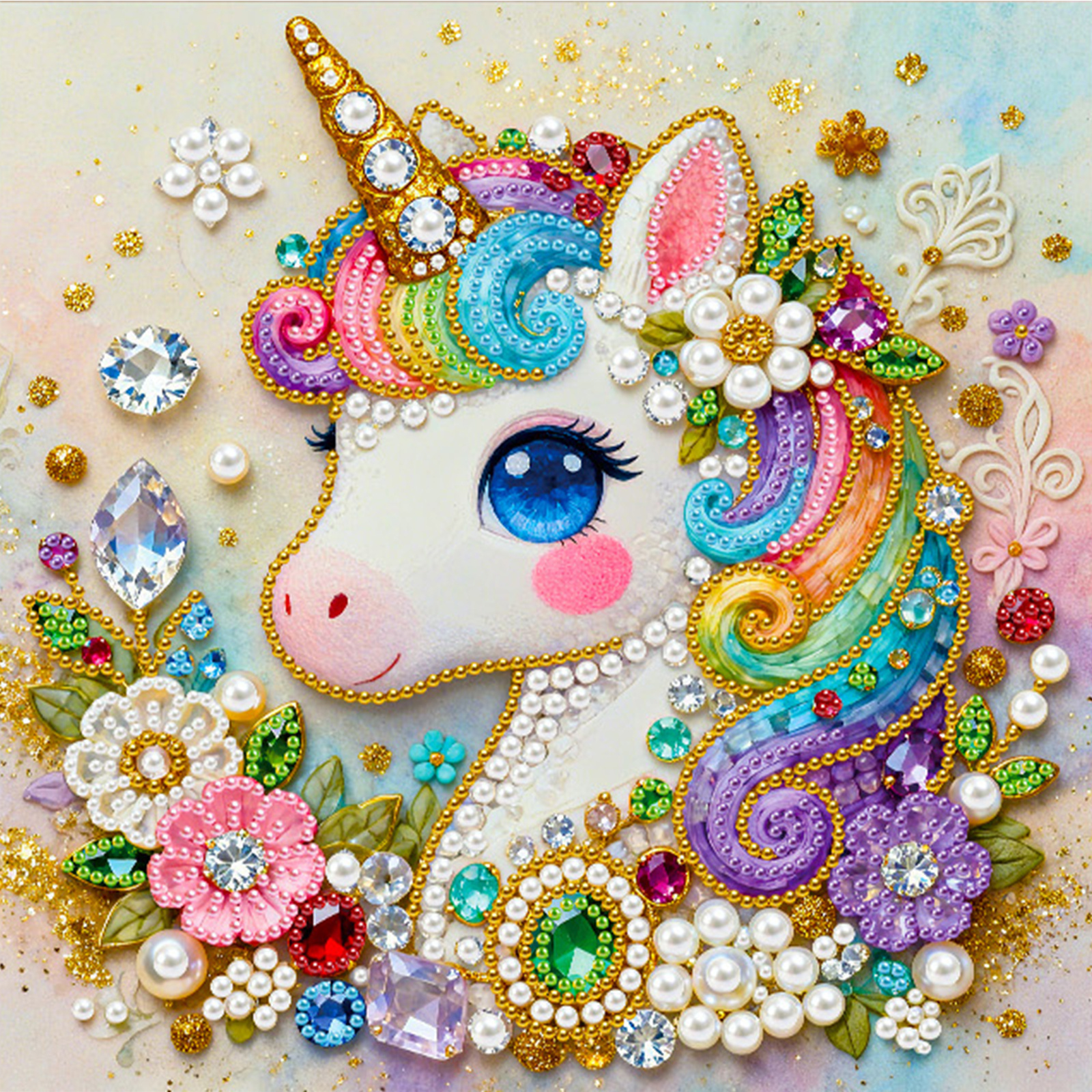 2026 Painting - A Colorful Unicorn In A Flower Garden, A Themed Hand-made Diamond Painting On Canvas, Suitable For Bedroom Decor, Living Room Wall Art, Room Embellishment