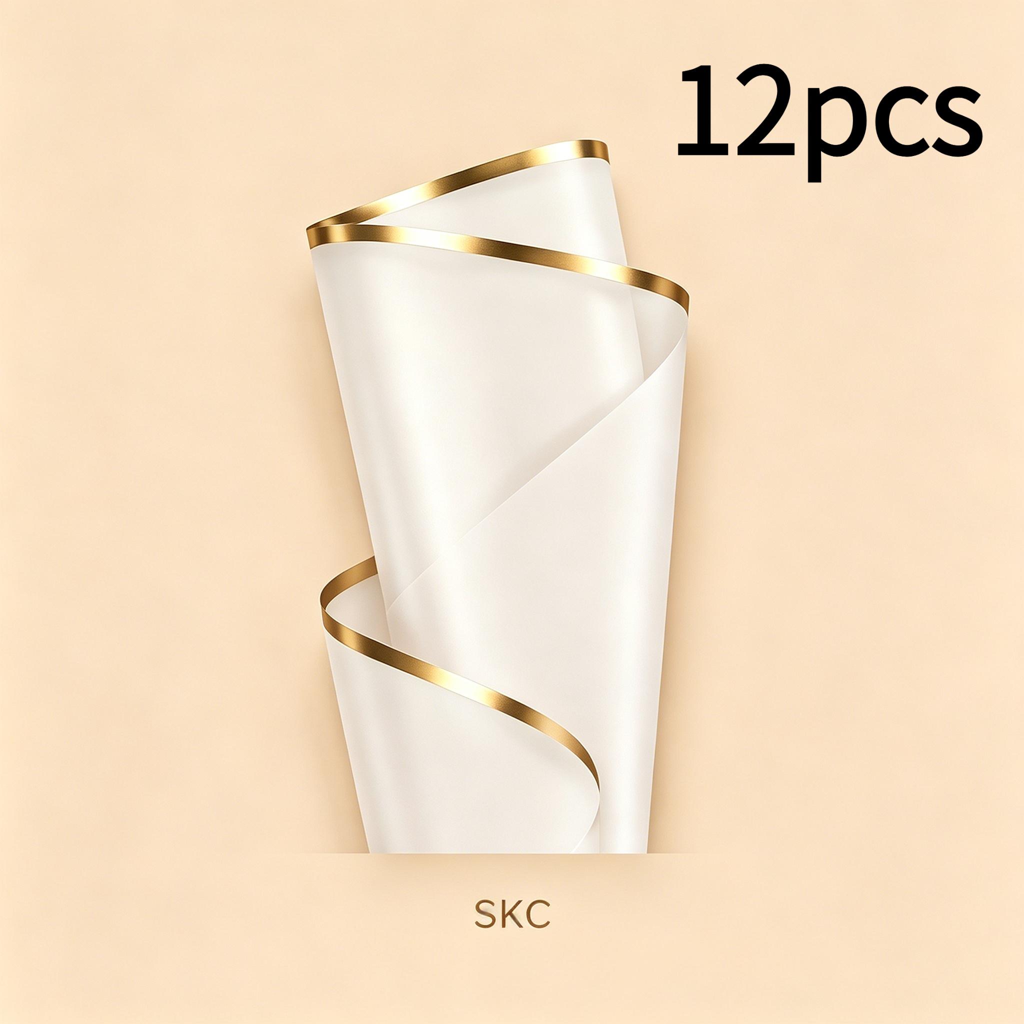 TEMU 12 feuilles de papier d'emballage floral doré mat premium de 22,4 x 22,4 pouces, matériau d'emballage de bouquet imperméable, idéal pour des