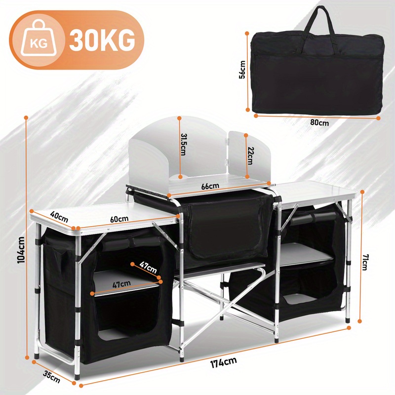 1pc Camping Kitchen Mesh Camping Cutlery Outdoor Camping Table Camping Bbq Camping Workstation Portable Table Storage Folding Foldable Camping Cabinet Outdoor Storage Box