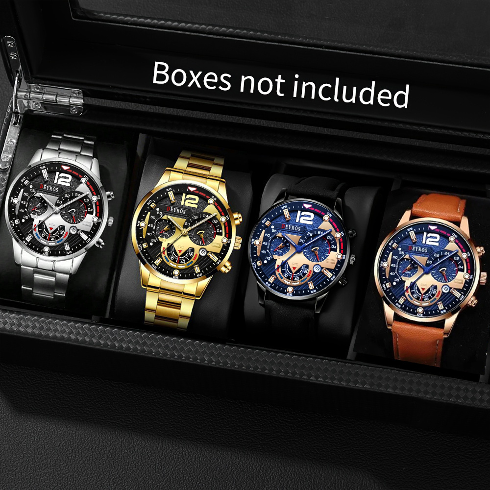 Juego de piezas, Reloj de Cuarzo Analógico para Hombres Casuales, Diseño  Elegante, Esfera Redonda Accesorios Diarios y de Mejores Regalos