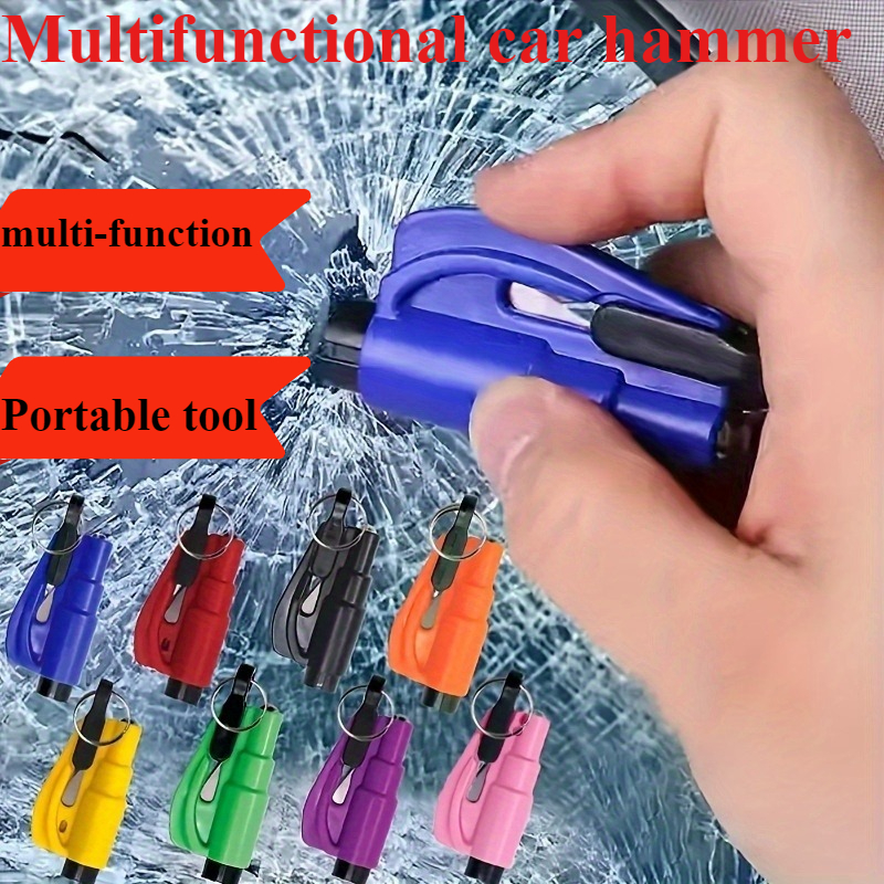 1pc portable mini safety hammer random color multi functional convenient mini car window breaker travel accessory portable tool emergency tool   mini hammer durable construction high quality metal great gift for valentines
