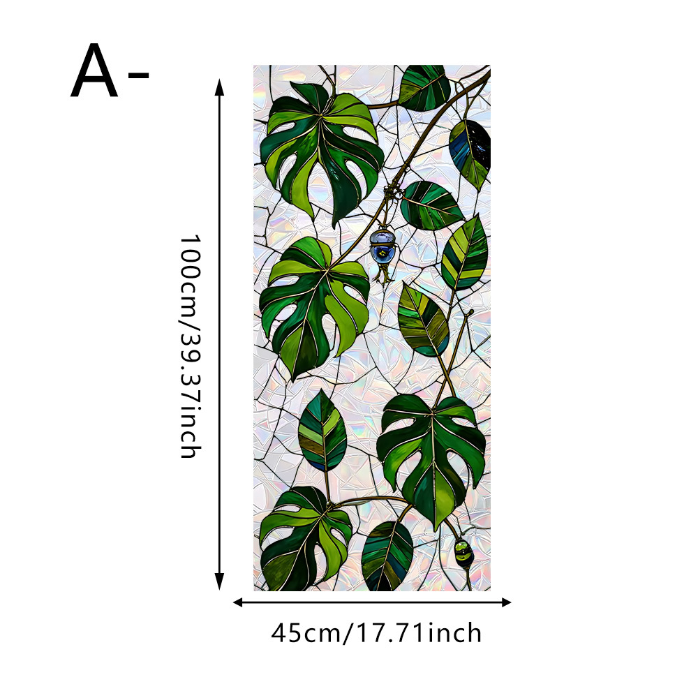 TEMU 1pc Elegant Climbing Vine Window Clings, Frosted Texture With Plant Branches, Removable Static Cling Cover For French Door Side Windows, Light