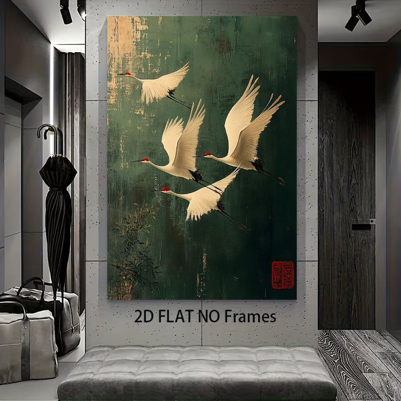 item picture 2d flat 2d flat 1pc elegant   in flight decorative art wall painting exquisite frameless poster four  s spreading their wings against a deep   background   living room bedroom dining room or office decor