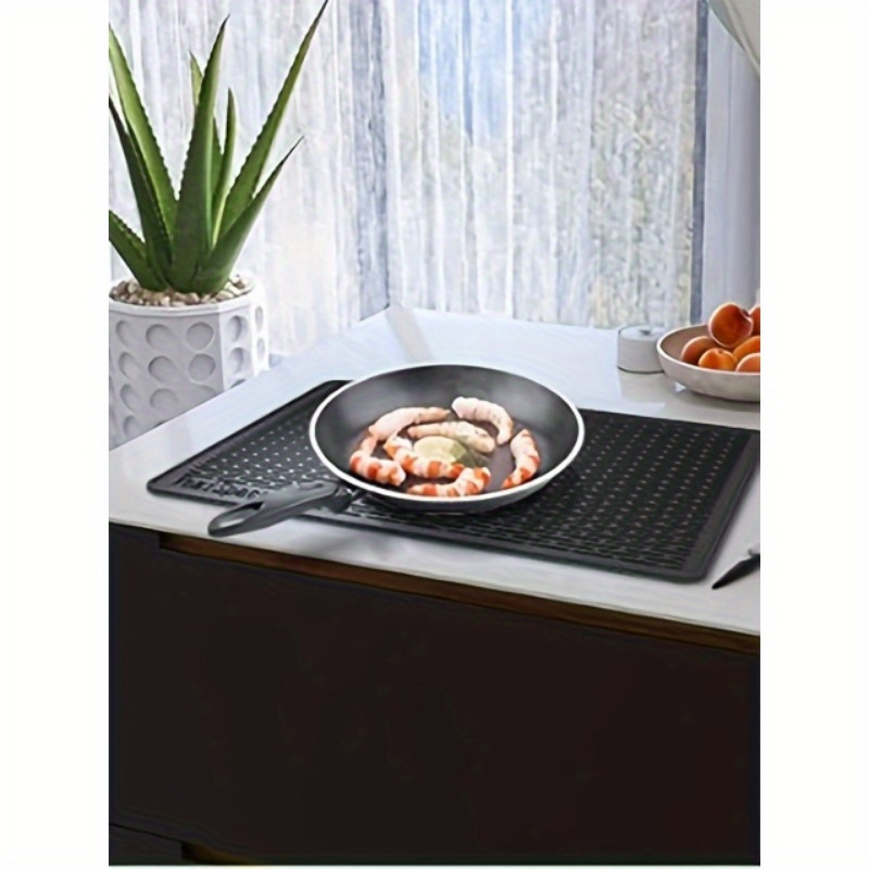 1pc extra large silicone stove top cover mat 28 x20 heat resistant non slip waterproof with raised edges ideal for electric gas stoves kitchen dining area black grey details 7