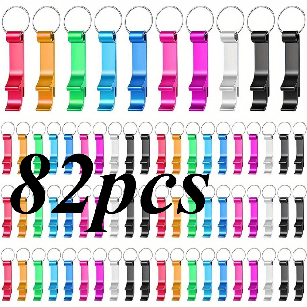 TEMU 82 Customizable Text Colorful Aluminum Bottle Opener Keychains - Perfect For Party Favors, Wedding Gifts, And Beer Lovers, Durable Keychains For