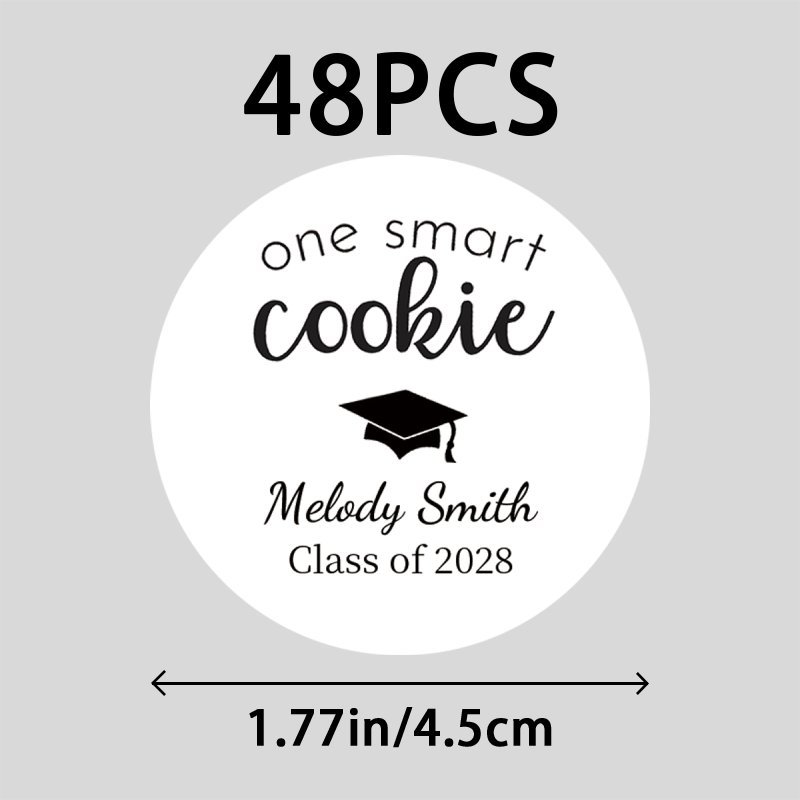 TEMU Custom 48/96pcs Graduation Party Favors, Personalized 1 Smart Cookie Stickers And Bags, Graduation Stickers, Cookie Bag Favors