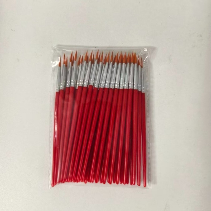 TEMU Set da 60 pezzi (30 pennelli rossi + 30 scatole di pittura) in nylon con setole e chiusura a strappo, adatti per , pittura acrilica e pittura ,