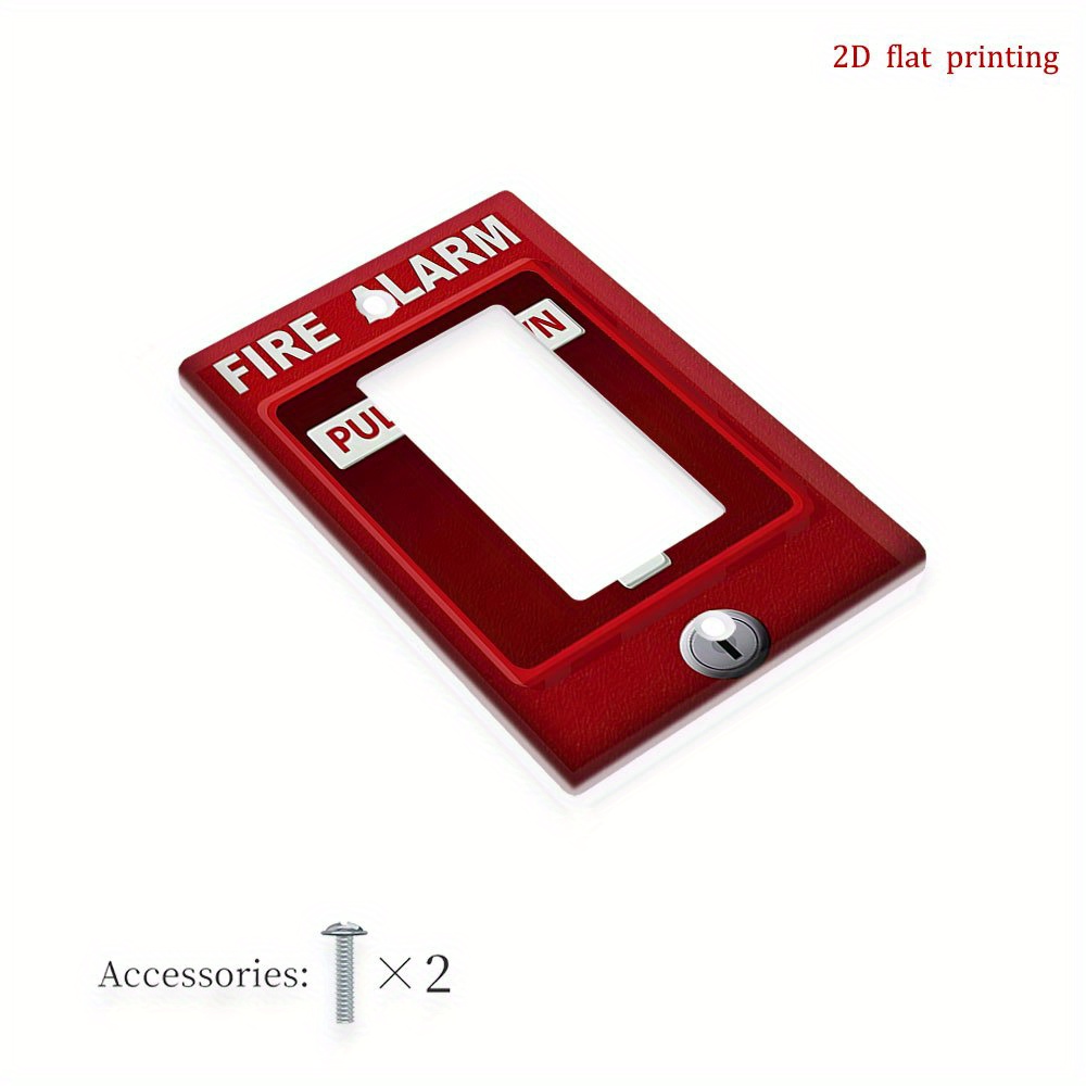 TEMU 1pc 2d Flat Printing Fire Alarm Pull Sign Decorative Outlet Cover Plates, No Electricity Or Batteries Required, Wall Plate Set, For Home Decor