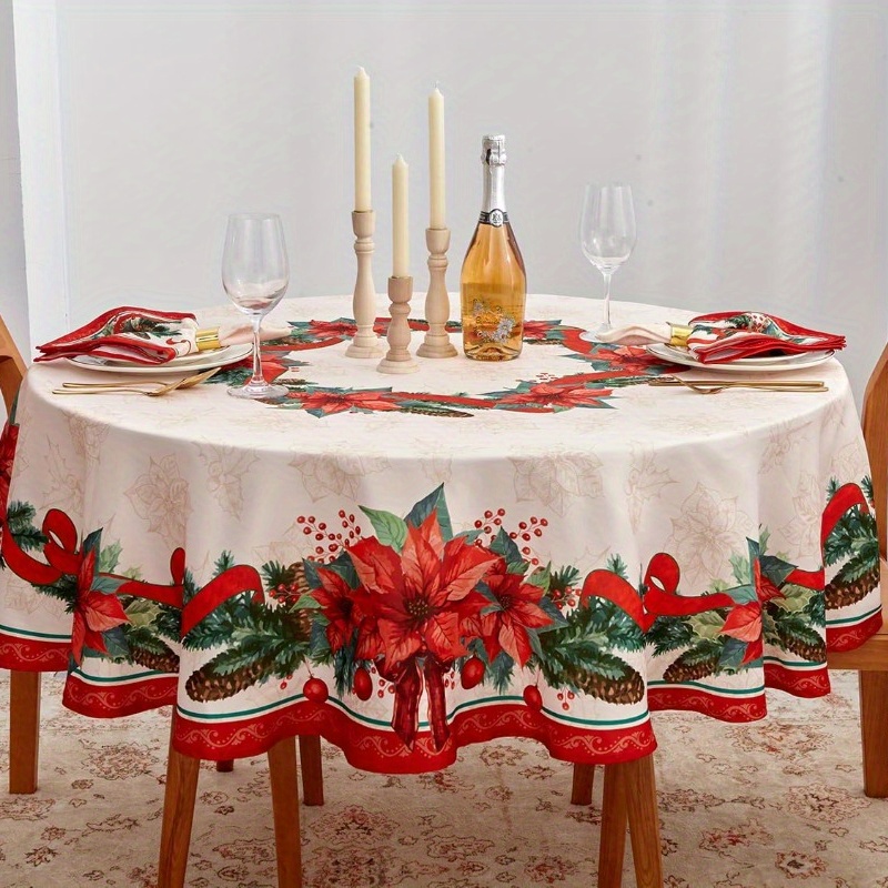 TEMU Christmas Red Tablecloth - , Rectangle, For & Dinner Parties