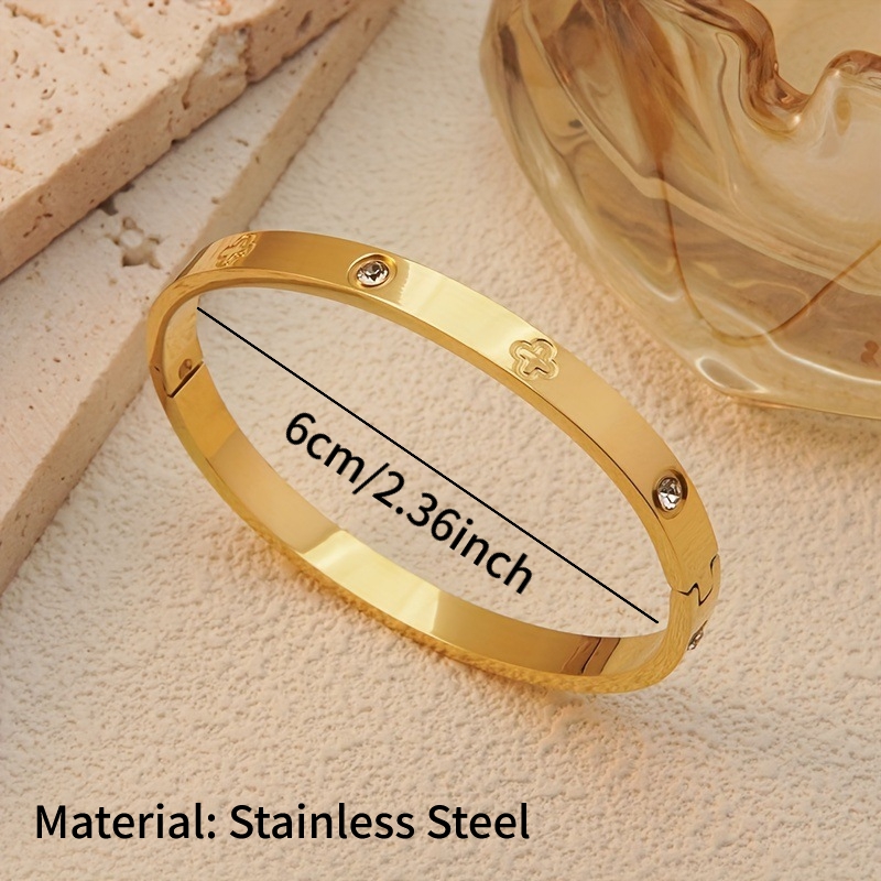 Women's Stainless Steel Lucky Four-Leaf Clover Bracelet
