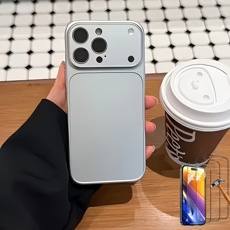 Phone Case - 4pcs-1pc Case And 3pcs Screen Protectors, Glass Large View Window Shockproof Minimalist Case For Iphone 17 Pro Max/16 Pro Max/15 Pro/14 Series