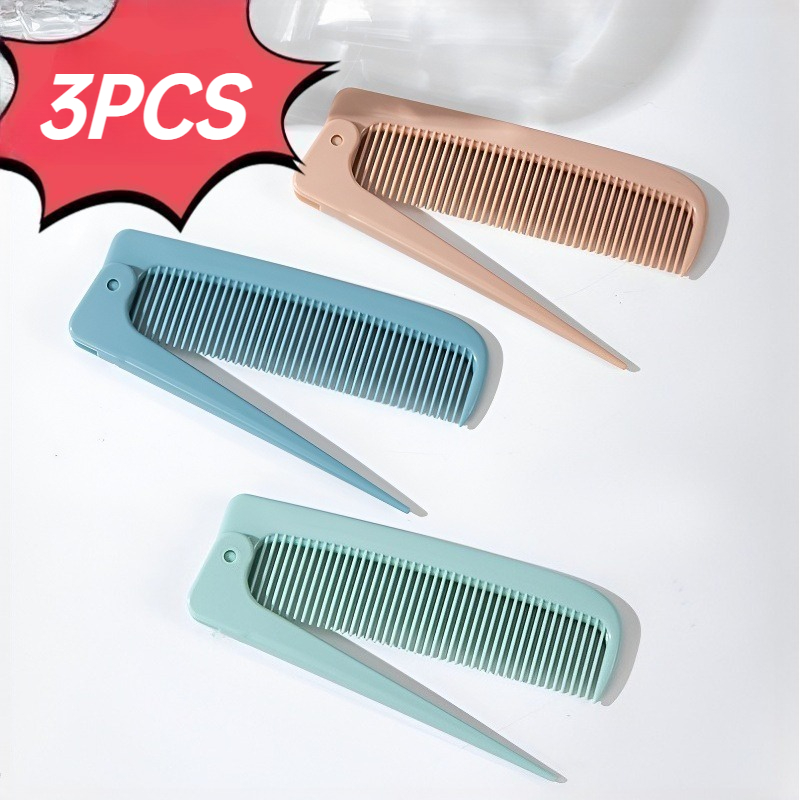 TEMU 3-teiliges Set Tragbarer Klappkamm mit Spitze, Haarstyling-Kamm, Kompaktes persönliches Pflegewerkzeug, Leicht zu transportieren, Ideal für den