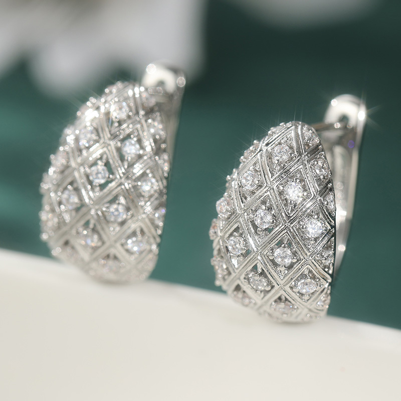 TEMU Diamant-Ohrringe mit Muster und luxuriöser französischer Eleganz