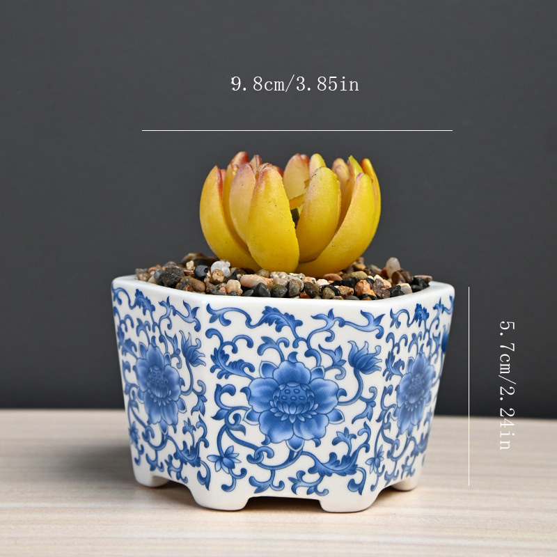 4er set retro blau weiß porzellan keramik blumentopf blau