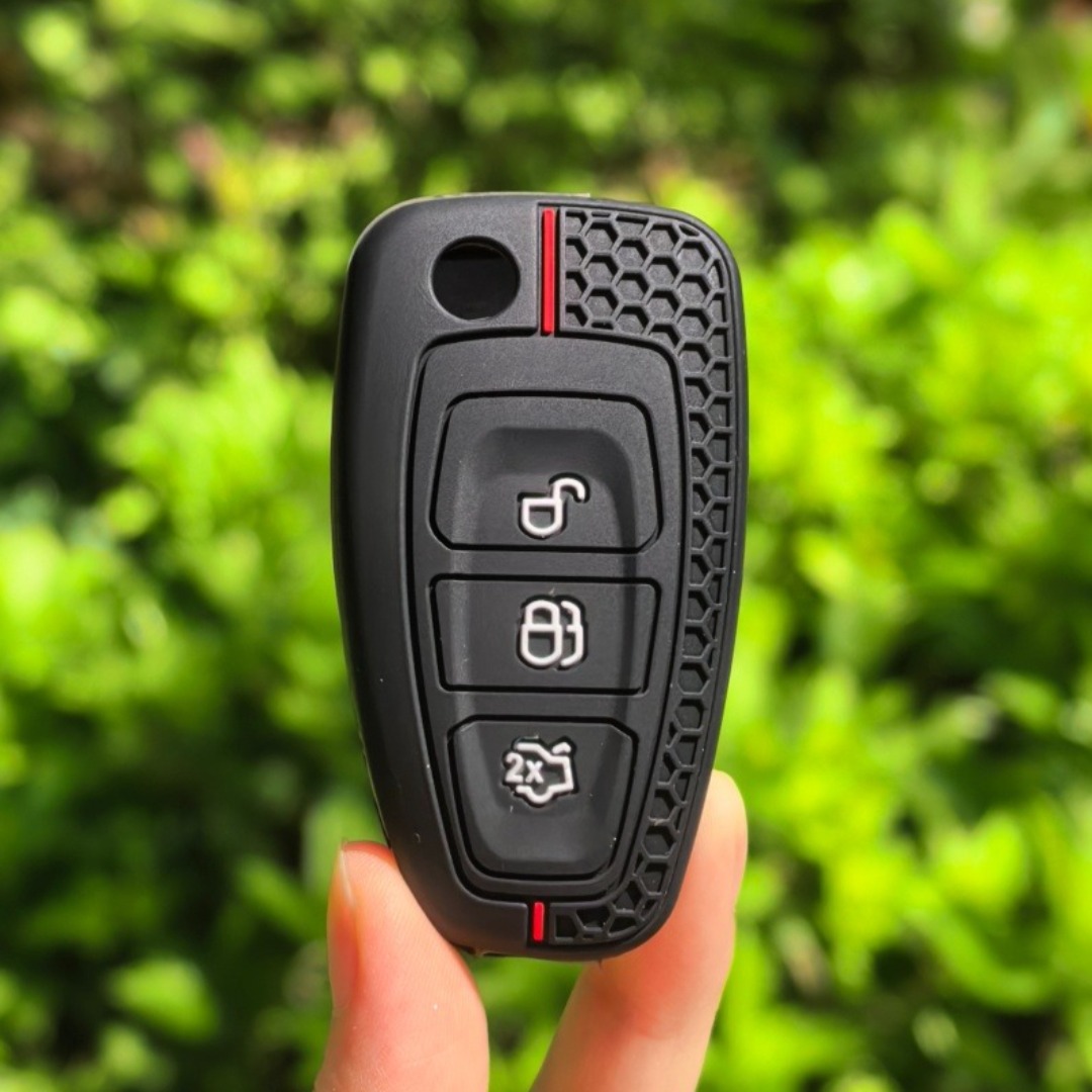 TEMU 3-button Silicone Car Remote Key Fob Cover Case For Ford Ranger Focus Mk3 Galaxy Transit