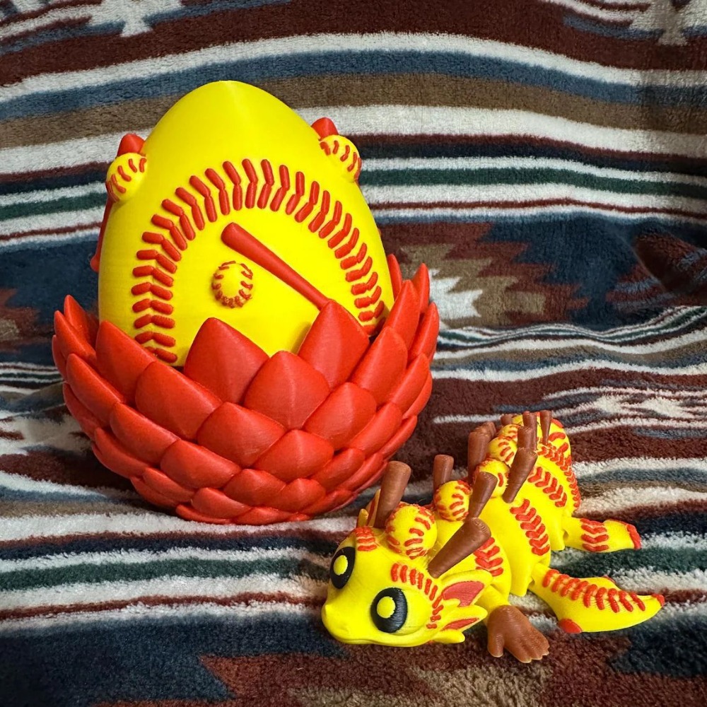 TEMU 3d Printing Fantasy Baseball Dragon With Matching Dragon Egg Collectible Figure Home Desk Shelf Display Ornament Sports Theme Creature Art Decor