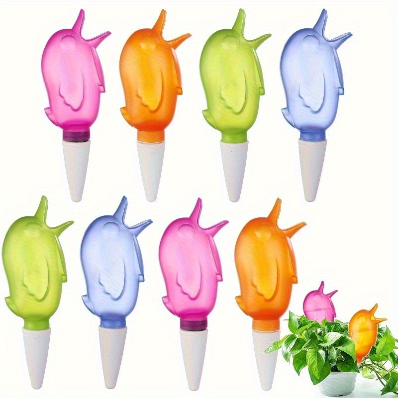 Image of 8pcs Bird-shaped Plant Self-watering Devices - Automatic Drip Irrigation System For Indoor Outdoor Plants, (yellow, Green, Blue, Purple), Root Moisture Enhancer, Garden Decor Self-watering Device